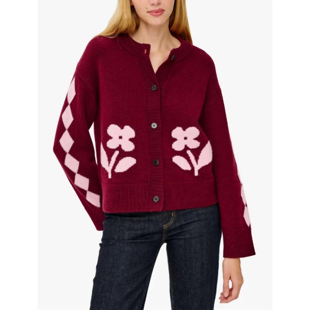 NEW RAILS mavie long sleeve cardigan in red